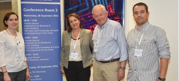 ESP Trainee Subcommittee Chair and Co-Chair together with Prof. D. Tiniakos and Prof. F. Bosman at the 2016 ECP in Cologne